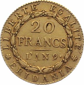 Preview: Subalpine Republik Piermont 20 Francs Marengo L'AN 9 (1800)